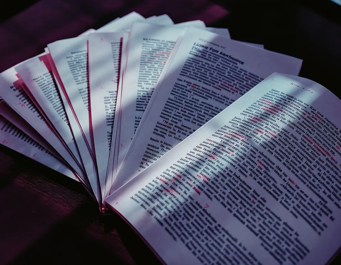 Printed article drafts with handwritten edits